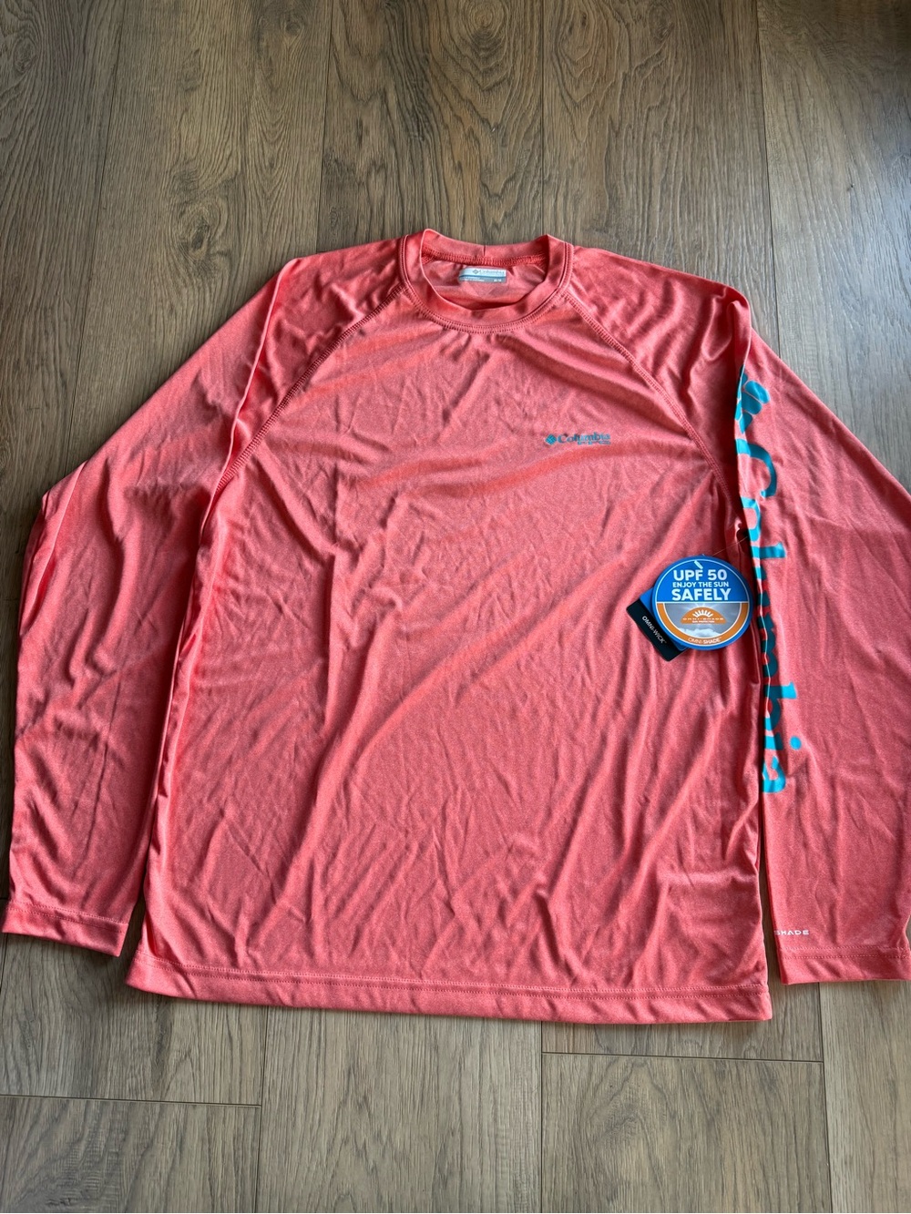 NWT COLUMBIA PFG Coral Heather Long Sleeve UPF Men's Shirt
